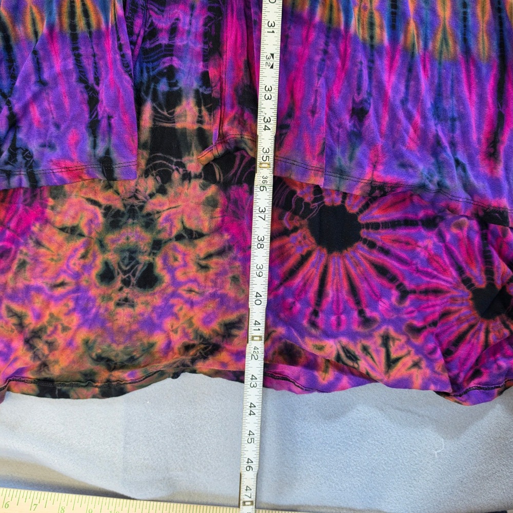 Kathmandu Imports Boho Tie Dye High Low Open Front Vest OS Purple Psychedelic - Picture 4 of 11